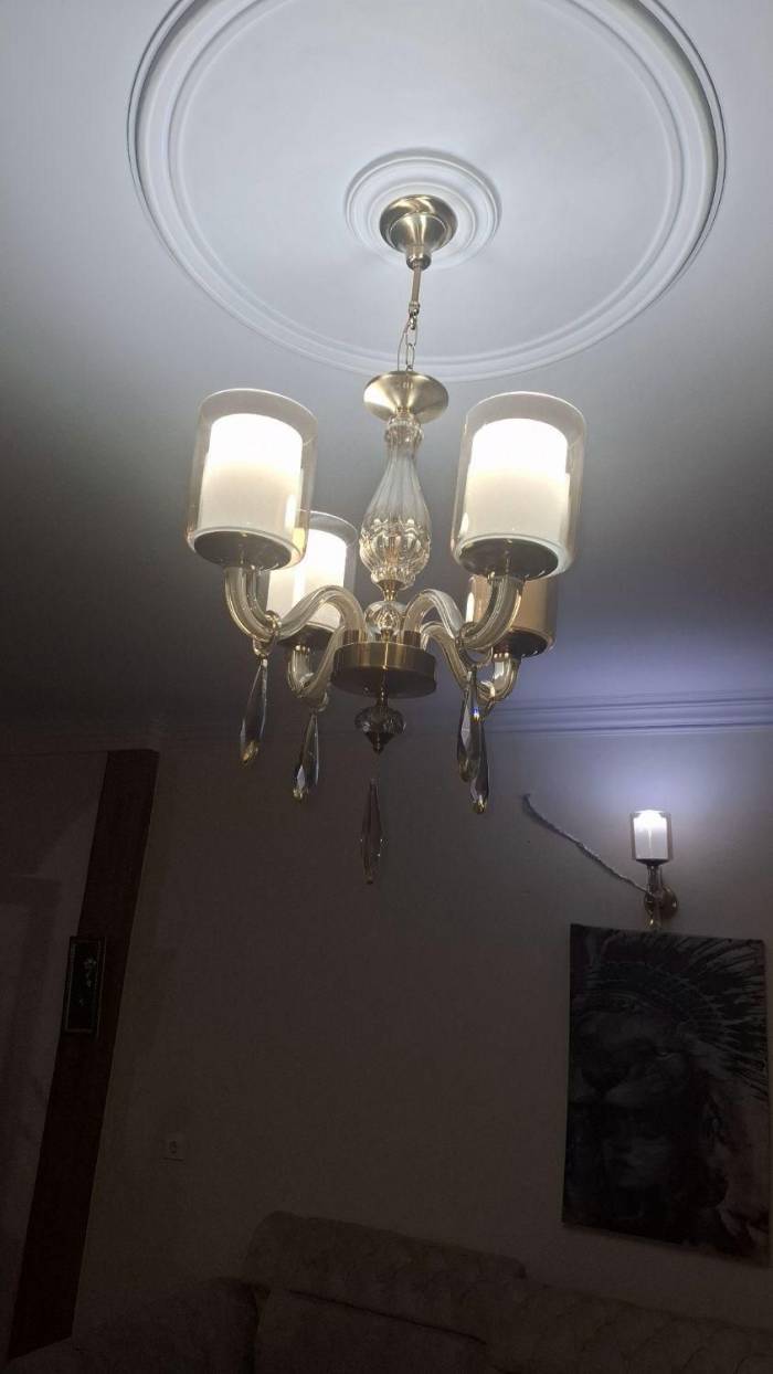 ست کامل لوستر به همراه آباژور و شمعدونی